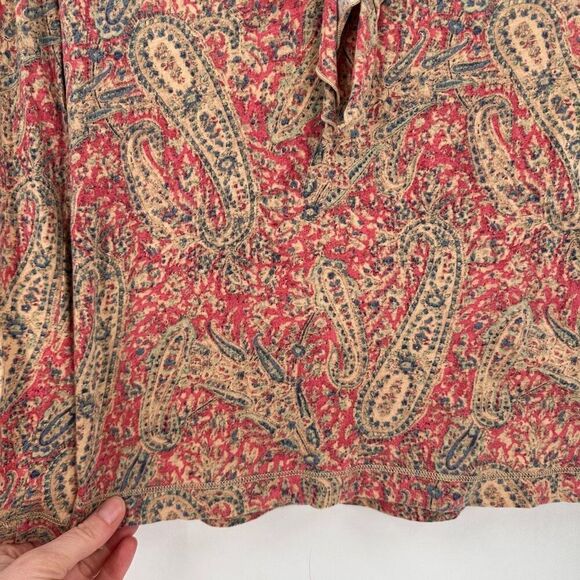 Lauren Ralph Lauren Women's Paisley Top Pink Ruffle Neck Medium Feminine - Picture 9 of 9